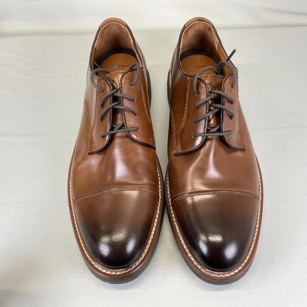 Johnston & Murphy Upton Oxford Dress Shoes Mens Size 11 M Brown Leather Cap Toe